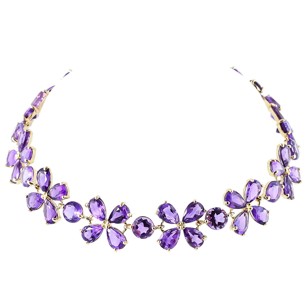 14K. SOLID GOLD BRACELETS WITH NATURAL AMETHYSTS (Yellow Gold)